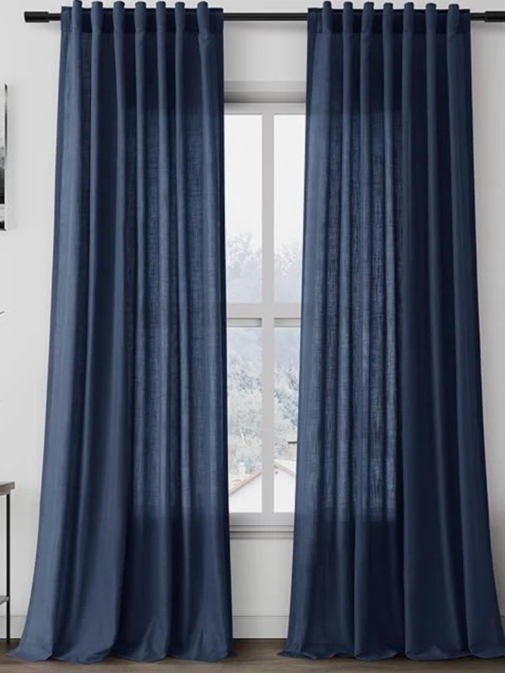 IKEA Dytåg Navy Blue Linen Window Curtain Panel Pair 57”x 98”